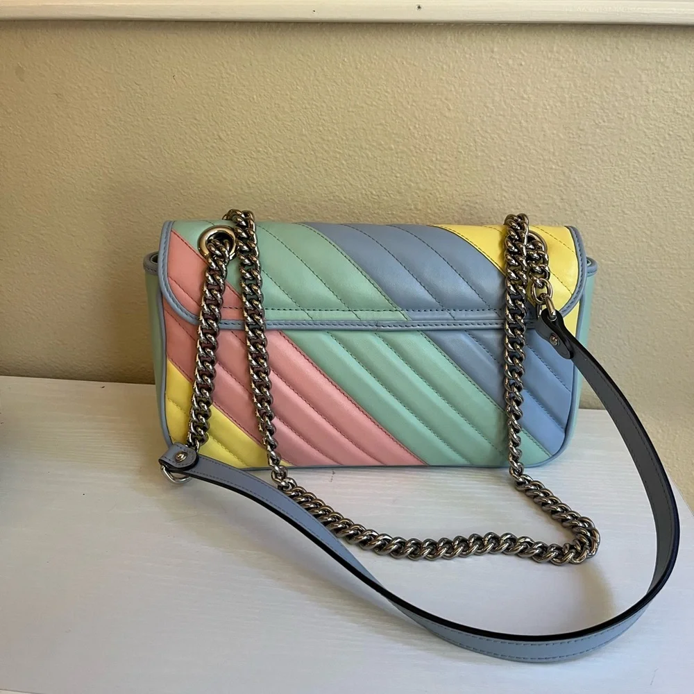 Gucci Multicolor Diagonal Marmont Matelassé Shoulder Bag - Picture 2 of 15